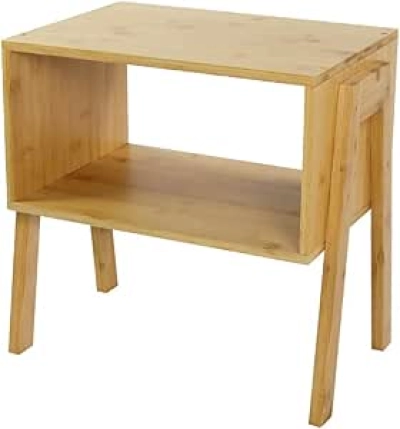Table de Nuit Bambou Moderne avec Rangement - Design Scandinave