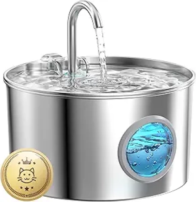 Fontaine à Eau pour Chat 2.2L Inox - Distributeur Silencieux