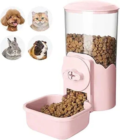 Distributeur Automatique de Nourriture pour Petits Animaux 35oz - Mangeoire Gravity Rose
