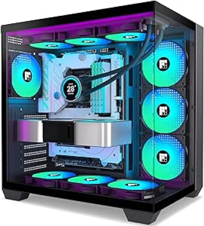 Boîtier PC Gaming F600 - Verre Panoramique 270°, 7 Ventilateurs ARGB PWM