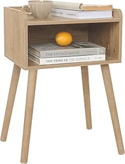 Table de Nuit MaxSmeo Style Scandinave - Petite Table d'Appoint Rangement Noyer