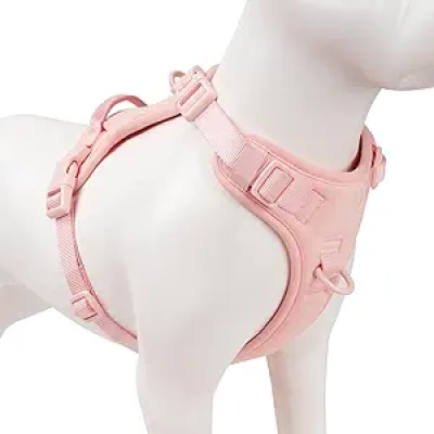 Harnais Anti-Traction Chien Rose L - Gilet de Sécurité avec Poignée