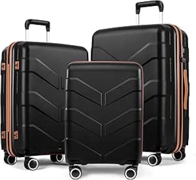 Ensemble Valises 3 Pièces Spinner avec Serrure TSA - Luggage Sets Extensible