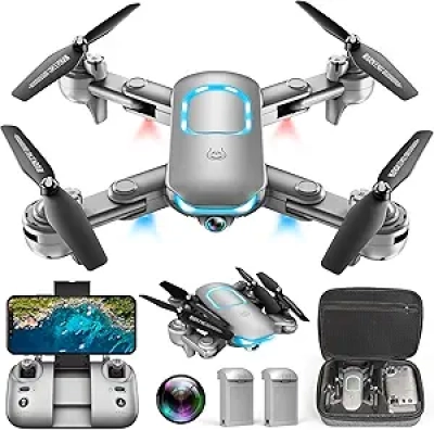 Drone Caméra 1080P Pliable pour Débutants - 2 Batteries Incluses