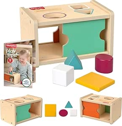 Boîte de Permanence Montessori Fisher-Price - Jouet en Bois Éducatif pour Bébé