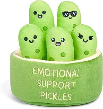Peluches Cornichons Emotional Support - 5 Jouets Mignons avec Panier