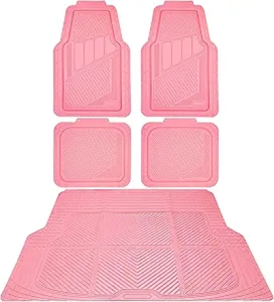 Tapis de voiture rose CAR PASS - Ensemble complet avec doublure coffre imperméable