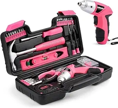 Coffret Tournevis Électrique 112 pièces - Kit Outils Complet Rose