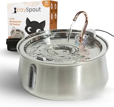 Fontaine à Eau pour Chat Inox 4L - Distributeur Automatique Silencieux