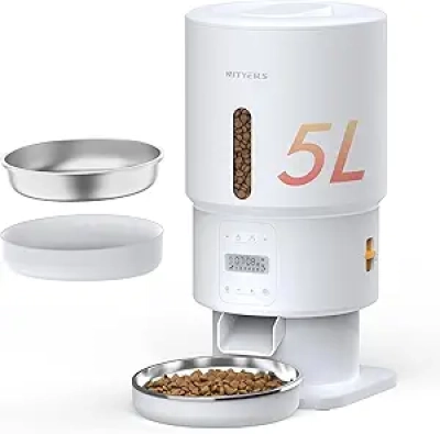 Distributeur Automatique de Croquettes pour Chat 5L - Gamelle Programmable avec Enregistrement Vocal