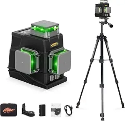 Niveau Laser 3D 12 Lignes JEPPO - Vert 360° + Trépied 1,2m - Télécommande APP
