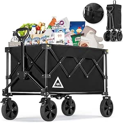 Chariot de courses pliable tout terrain avec roues - Chariot de plage jardin camping