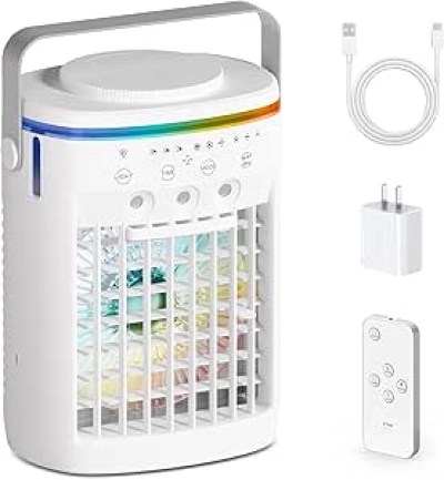 Climatiseur Portable 4 en 1 avec Ventilateur, Humidificateur et Veilleuse