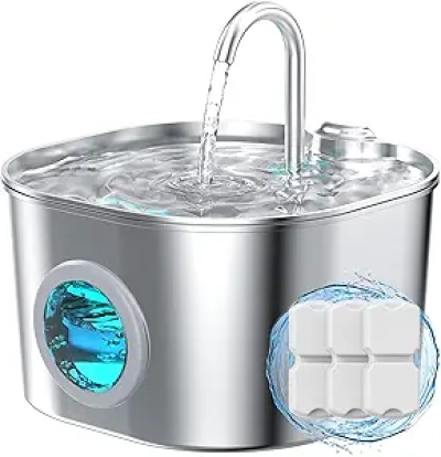 Fontaine à Eau pour Chat Inox 2.2L - Distributeur Automatique Silencieux