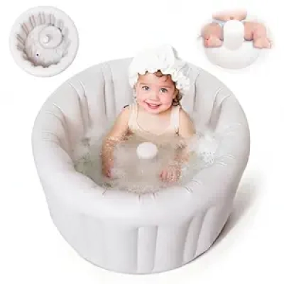 Baignoire Bébé Gonflable XL avec Siège Intégré 12-24 Mois - Capteur Température