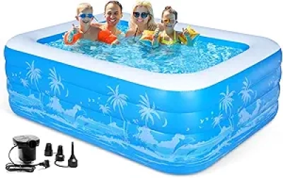 Piscine Gonflable Familiale 79x58x27 pouces - Avec Sièges Intégrés