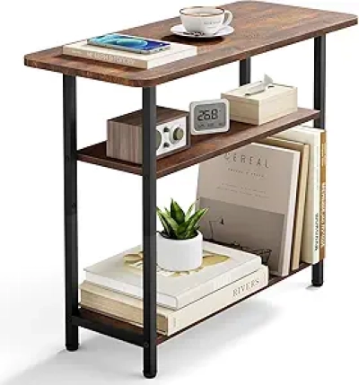 Table de Chevet 3 Niveaux Bois Rustique - Petite Table d'Appoint pour Salon