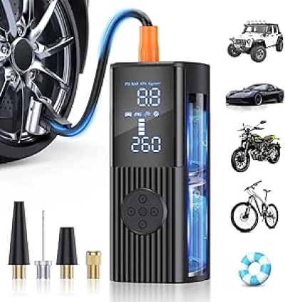 Compresseur d'Air Portable 180PSI - Gonfleur Électrique Rapide avec Écran LCD