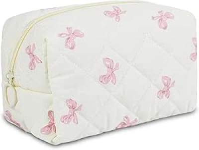 Trousse de Maquillage Matelassée Coton - Sac Cosmétique Coquette Femme