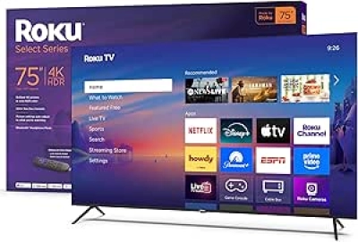 Roku Smart TV 75 pouces 4K HDR 2025 - Téléviseur LED avec Télécommande Vocale