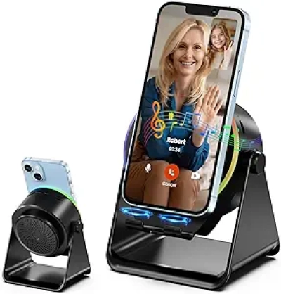 Enceinte Induction Sans Fil avec Support Téléphone et Lumière RGB