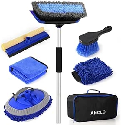 Brosse de Lavage Voiture 62'' - Kit Complet Anti-Rayures avec Gant et Raclette