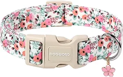 Collier pour Chien Fleur Coton Rose - Petit/Moyen Chien Été