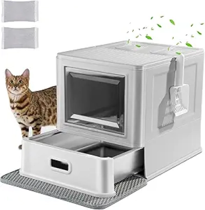 Litière Chat Fermée Acier Inoxydable - Anti-Odeur & Étanche