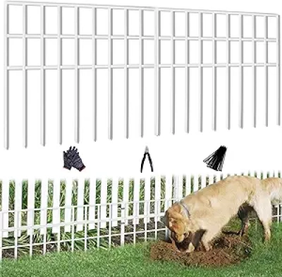 Clôture Anti-Fouissement Chien 42,5m - 30 Panneaux Barrière Jardin Sans Creusement