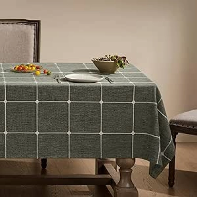 Nappe Vert Olive 60x104 cm ZeeMart - Lin Coton Imperméable Bohème Chic