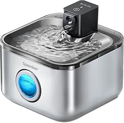 Fontaine à eau pour chat sans fil 4L avec capteur de mouvement - Acier inoxydable