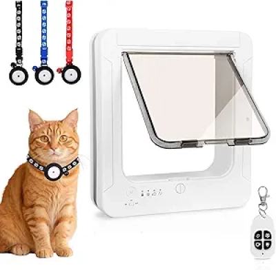 Chatière RFID Intelligente 4 en 1 - Accès Sélectif pour Chats avec Clés Magnétiques