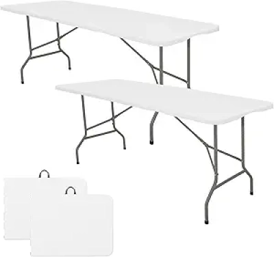 Lot de 2 Tables Pliantes 180cm - Tables de Camping Portables avec Poignée