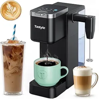 Machine à Café Individuelle avec Mousseur de Lait Intégré - Capsules & Café Moulu