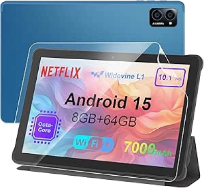 Tablette Android 10 pouces - Octa-Core, 8GB RAM, 64GB, WiFi 6, Batterie 7000mAh