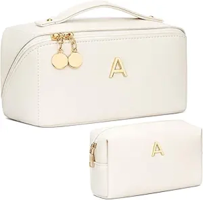 Trousse de Maquillage Personnalisée pour Femme - Organisateur Cosmétique avec Initial