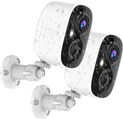 Caméra de Surveillance Extérieure WiFi 2K Sans Fil - Batterie Rechargeable, Vision Nocturne Couleur, Détection IA