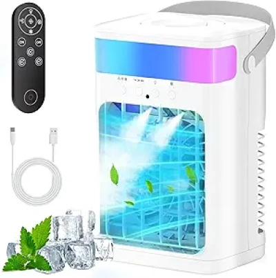 Climatiseur Portable Évaporatif 1500ml - Ventilateur 3 Vitesses avec Télécommande