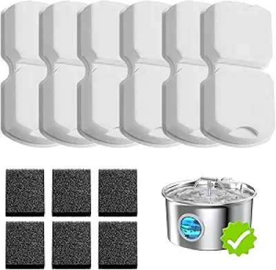 Filtre Fontaine Chat Inox S17 - 12 Filtres Remplacement (6 Carbone + 6 Mousse)