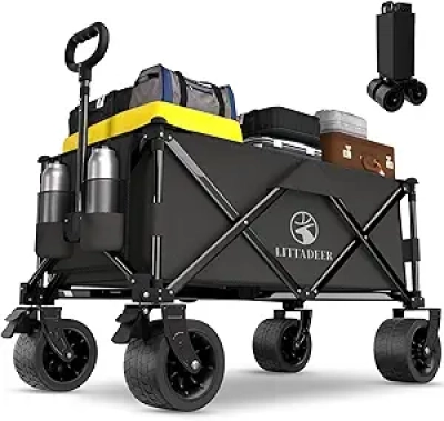 Chariot de Plage Pliable Tout-Terrain - Chariot de Jardin 330kg avec Freins
