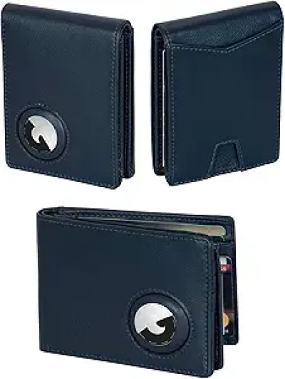 Portefeuille RFID AirTag Marc Peter - Cuir véritable, Bifold Minimaliste Homme