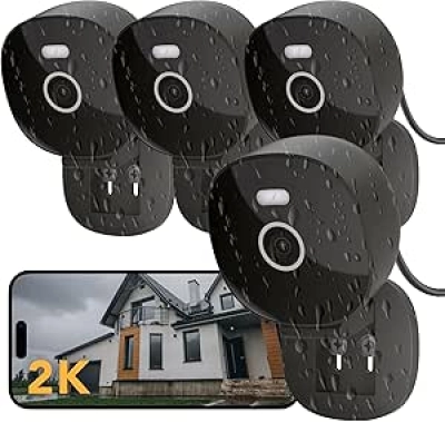 Caméra de Surveillance 2K IP65 Étanche - Intérieur/Extérieur avec Vision Nocturne Couleur
