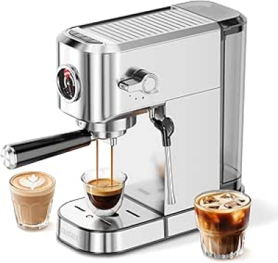 Machine à Espresso 20 Bar - Cafetière Automatique avec Mousseur à Lait Inox