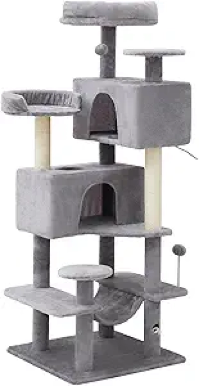 Arbre à Chat 54in Multi-Niveaux avec Hamac - Griffoir Stable pour Grands Chats
