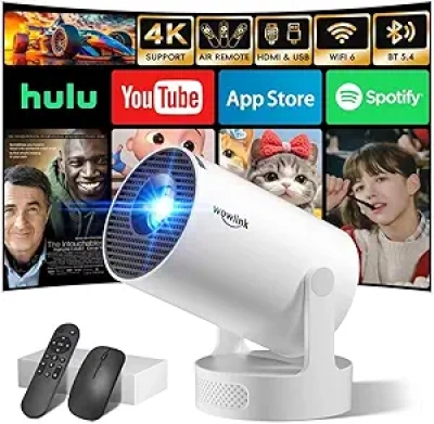Mini Projecteur WiFi 6 4K 1080P - Télécommande Air Remote et Apps Intégrées