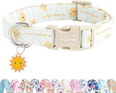 Collier Chien Motif Soleil Faygarsle - Coton Ajustable S à L