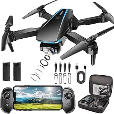 Drone Caméra 1080P pour Adultes - Double Batterie, Caméra Ajustable, Fonction Décollage Auto