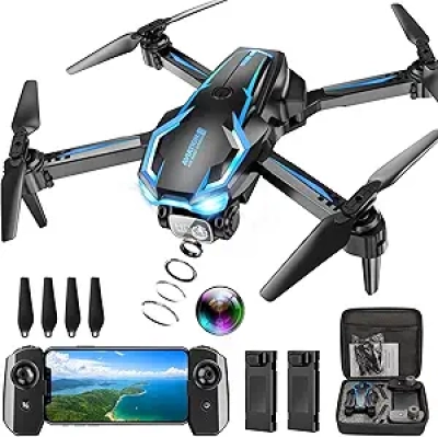 Drone FPV 2K HD Pliable pour Adultes - Décollage Auto, Stabilisation Altitude