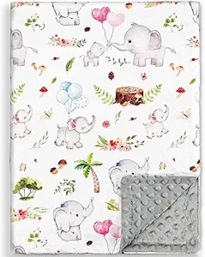 Couverture Bébé Douce Plush 30x40 - Designs Éléphant Floral Neutre