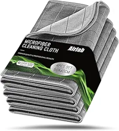 Chiffons Microfibre Airlab Carbone pour Voiture - Pack de 4 (20"x16") Séchage Sans Traces